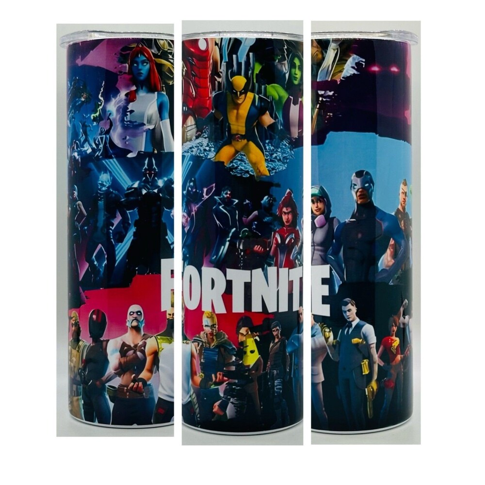 NEW FORTNITE  20 oz. Stainless Steel Tumbler w/Straw Set & Silicone Tip